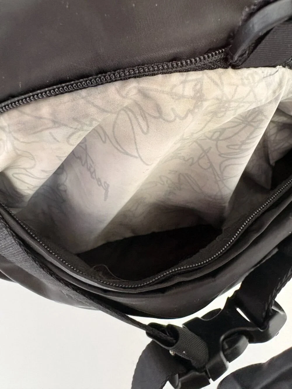 Lululemon Black Nylon Ruched Flap Backpack Multiple Pockets Retro 19